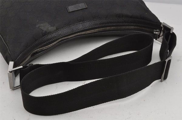 Authentic GUCCI Shoulder Cross Body Bag GG Canvas Leather 122790 Black 4043J