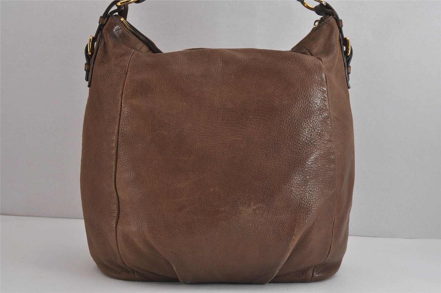 Authentic PRADA Vintage Leather Nappa Shoulder Hand Tote Bag Brown 4044J