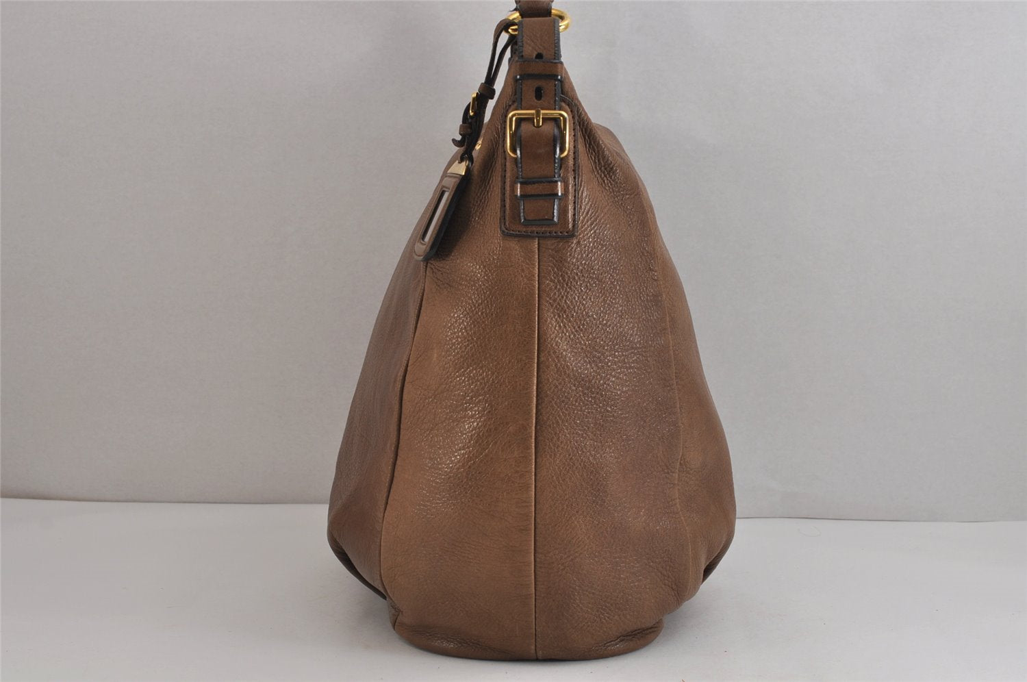 Authentic PRADA Vintage Leather Nappa Shoulder Hand Tote Bag Brown 4044J