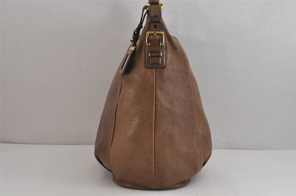 Authentic PRADA Vintage Leather Nappa Shoulder Hand Tote Bag Brown 4044J