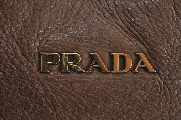 Authentic PRADA Vintage Leather Nappa Shoulder Hand Tote Bag Brown 4044J