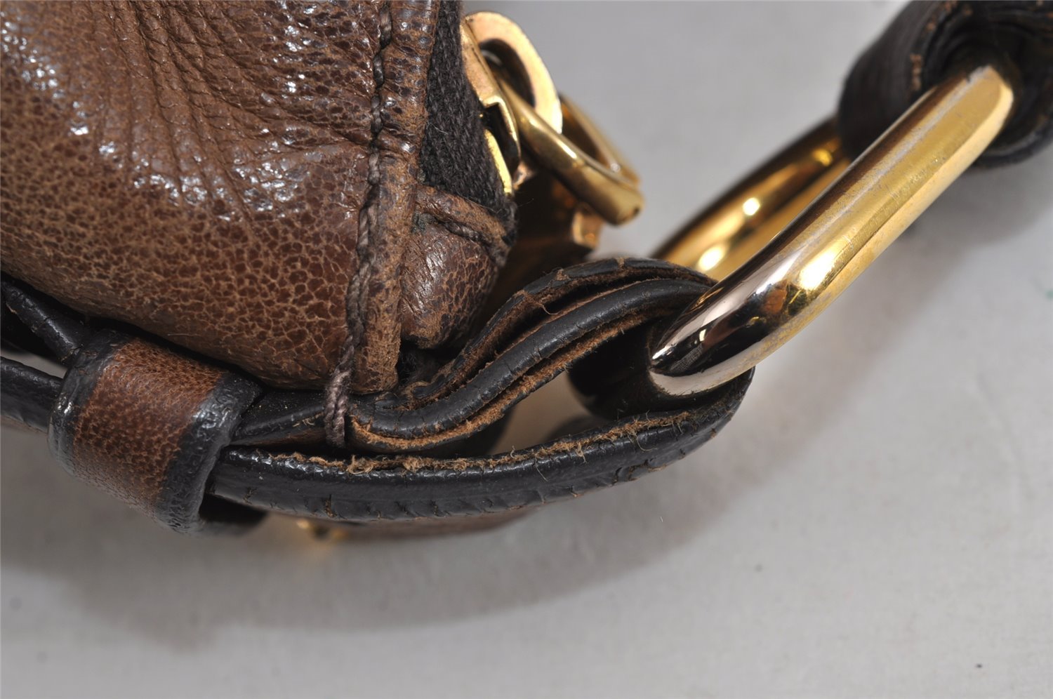 Authentic PRADA Vintage Leather Nappa Shoulder Hand Tote Bag Brown 4044J