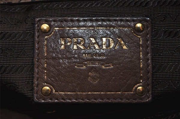 Authentic PRADA Vintage Leather Nappa Shoulder Hand Tote Bag Brown 4044J