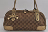 Authentic GUCCI Princy Ribbon GG Canvas Leather Hand Bag 161720 Gold 4045J