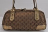 Authentic GUCCI Princy Ribbon GG Canvas Leather Hand Bag 161720 Gold 4045J