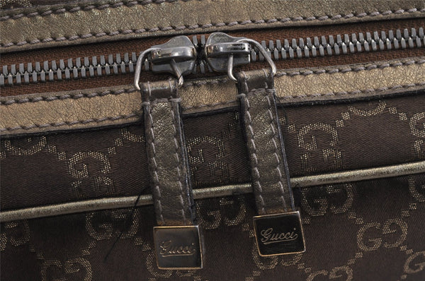 Authentic GUCCI Princy Ribbon GG Canvas Leather Hand Bag 161720 Gold 4045J