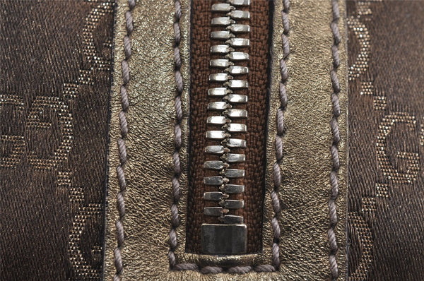 Authentic GUCCI Princy Ribbon GG Canvas Leather Hand Bag 161720 Gold 4045J