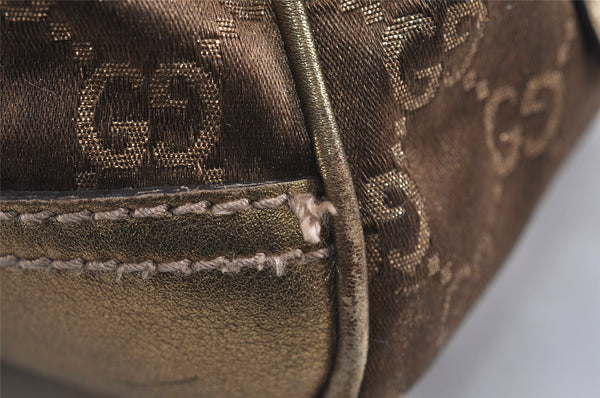 Authentic GUCCI Princy Ribbon GG Canvas Leather Hand Bag 161720 Gold 4045J