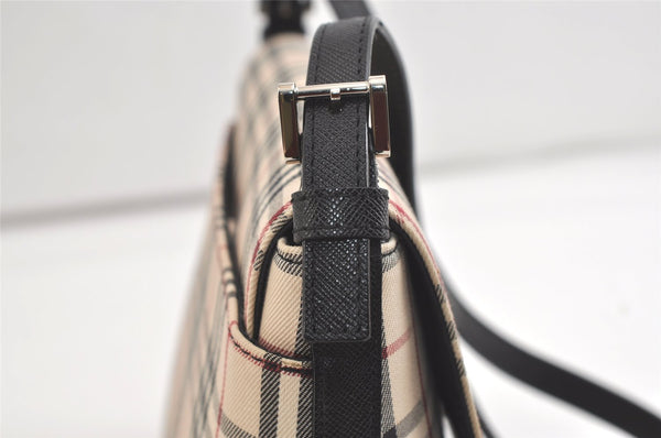 Authentic BURBERRY Nova Check Shoulder Cross Body Bag Canvas Leather Beige 4045K