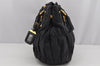 Auth PRADA Tessuto Gaufre Nylon Leather 2Way Shoulder Hand Tote Bag Black 4046J