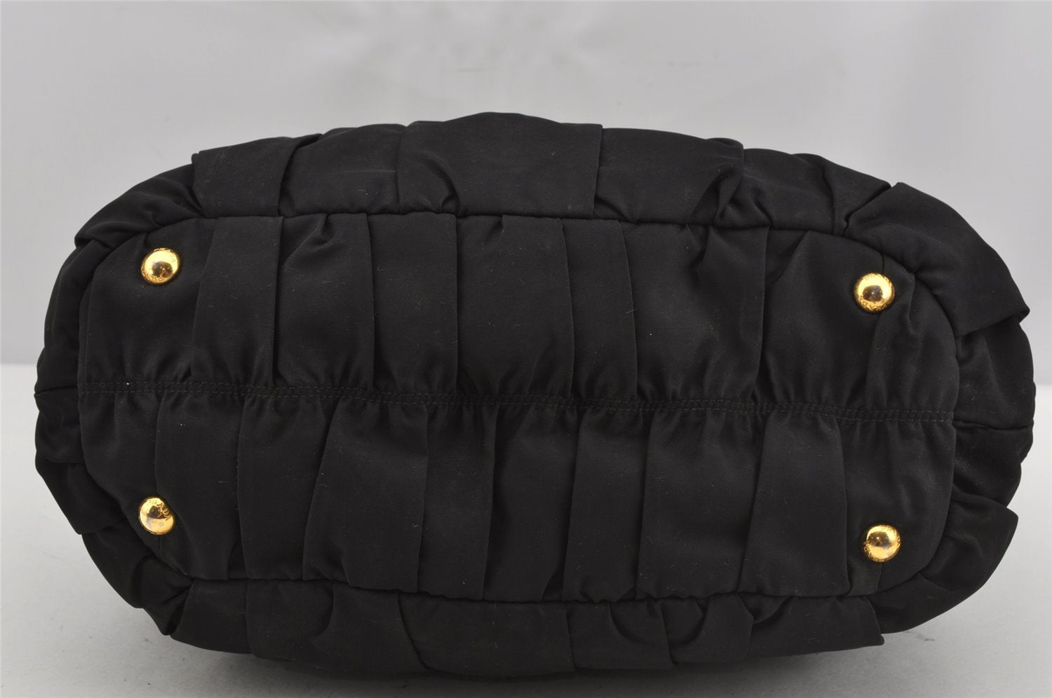 Auth PRADA Tessuto Gaufre Nylon Leather 2Way Shoulder Hand Tote Bag Black 4046J