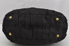 Auth PRADA Tessuto Gaufre Nylon Leather 2Way Shoulder Hand Tote Bag Black 4046J