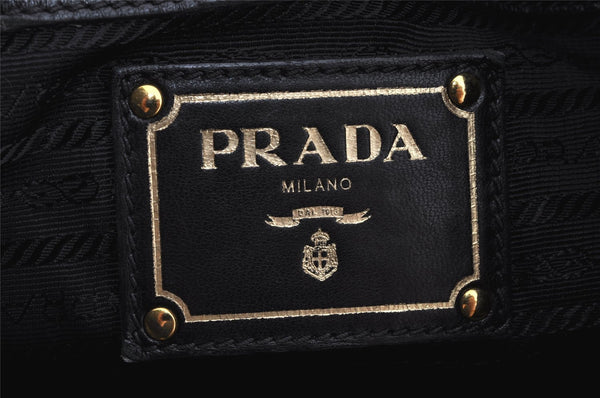 Auth PRADA Tessuto Gaufre Nylon Leather 2Way Shoulder Hand Tote Bag Black 4046J