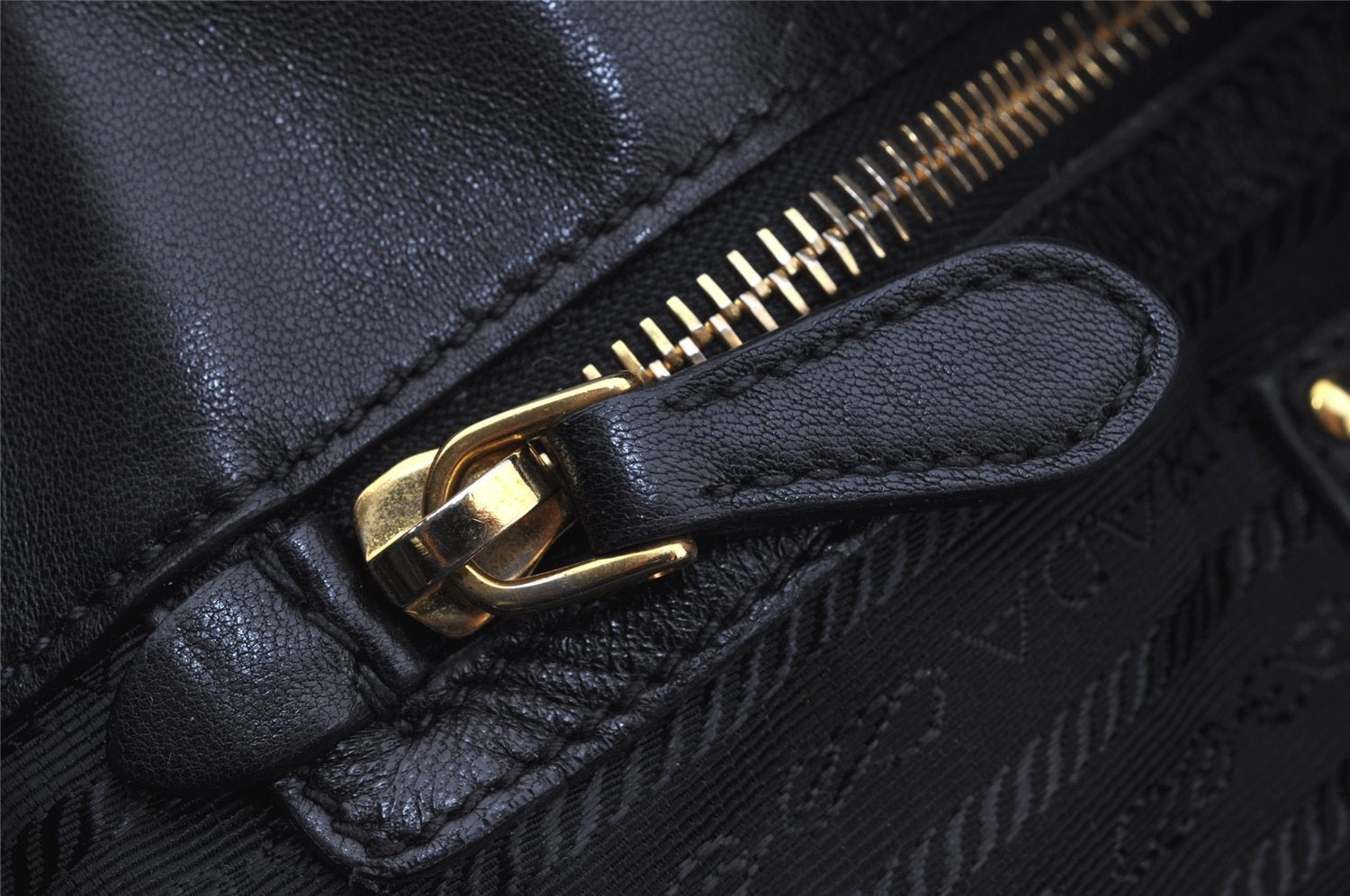 Auth PRADA Tessuto Gaufre Nylon Leather 2Way Shoulder Hand Tote Bag Black 4046J