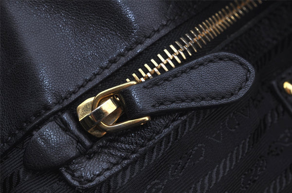 Auth PRADA Tessuto Gaufre Nylon Leather 2Way Shoulder Hand Tote Bag Black 4046J