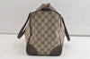 Authentic GUCCI Web Sherry Line Hand Boston Bag GG PVC Leather Brown Junk 4046K