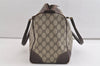 Authentic GUCCI Web Sherry Line Hand Boston Bag GG PVC Leather Brown Junk 4046K