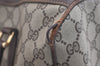 Authentic GUCCI Web Sherry Line Hand Boston Bag GG PVC Leather Brown Junk 4046K