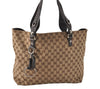 Authentic GUCCI Icon Bit Shoulder Tote Bag GG Canvas Leather 229852 Brown 4047K