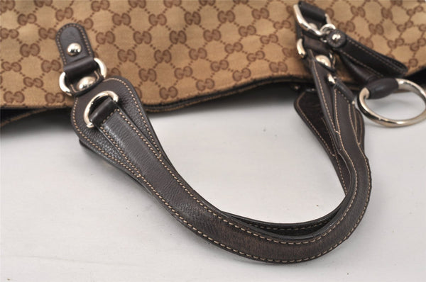 Authentic GUCCI Icon Bit Shoulder Tote Bag GG Canvas Leather 229852 Brown 4047K