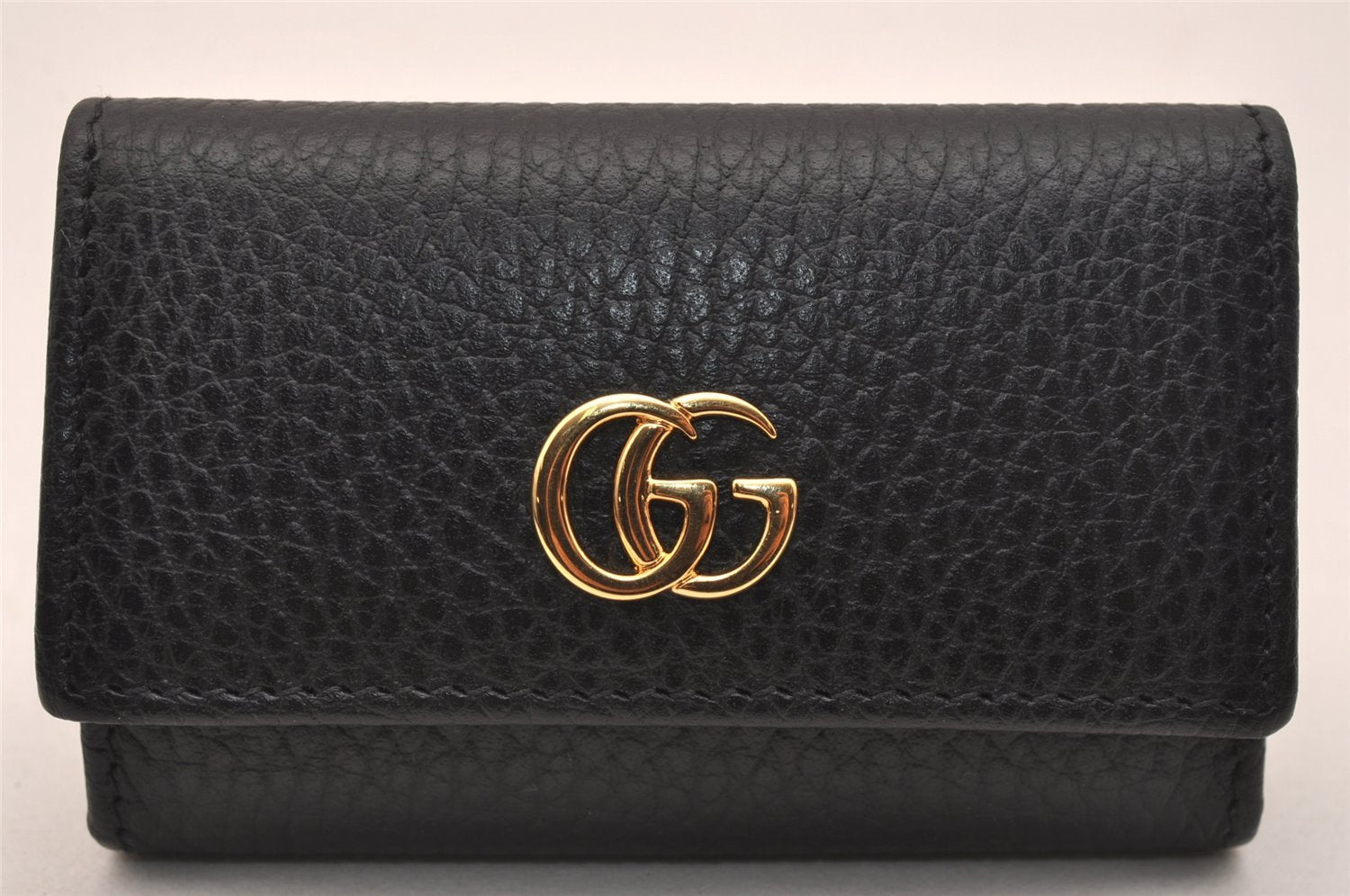 Auth GUCCI GG Marmont Double G 6 Hooks Key Case Leather 456118 Black Box 4049J