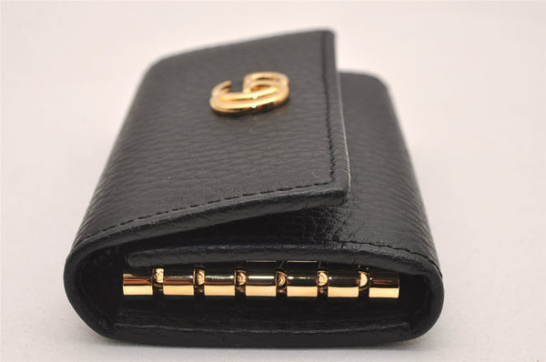 Auth GUCCI GG Marmont Double G 6 Hooks Key Case Leather 456118 Black Box 4049J