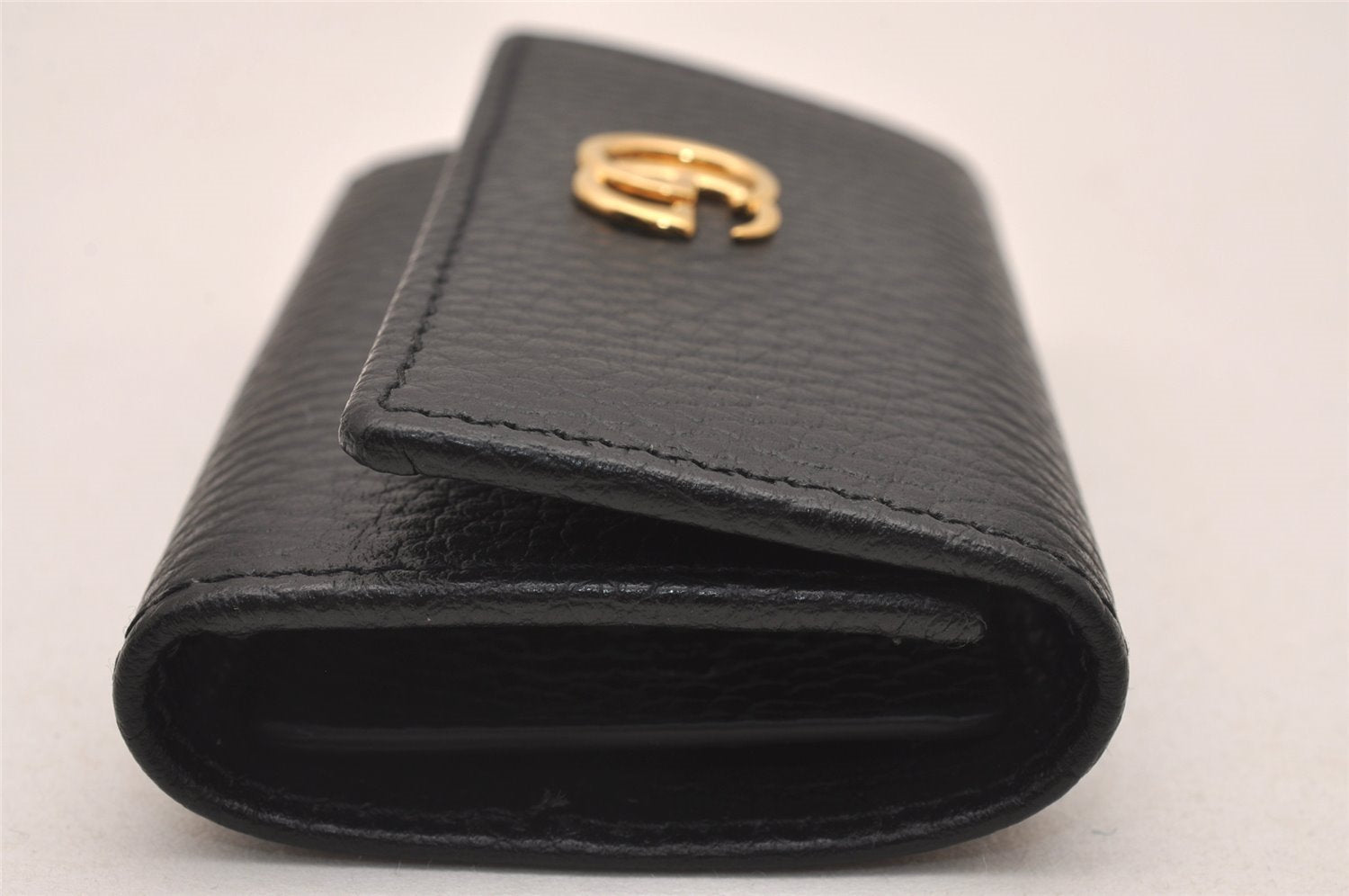 Auth GUCCI GG Marmont Double G 6 Hooks Key Case Leather 456118 Black Box 4049J