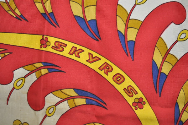 Authentic HERMES Carre 90 Scarf "SKYROS" Silk Navy 4053H