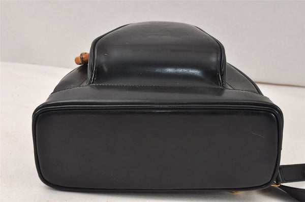 Authentic GUCCI Vintage Bamboo Shoulder Bag Purse Enamel Black Junk 4053K