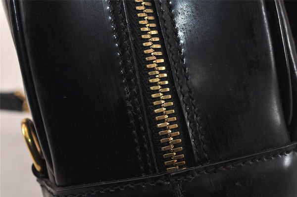 Authentic GUCCI Vintage Bamboo Shoulder Bag Purse Enamel Black Junk 4053K