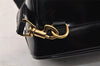 Authentic GUCCI Vintage Bamboo Shoulder Bag Purse Enamel Black Junk 4053K