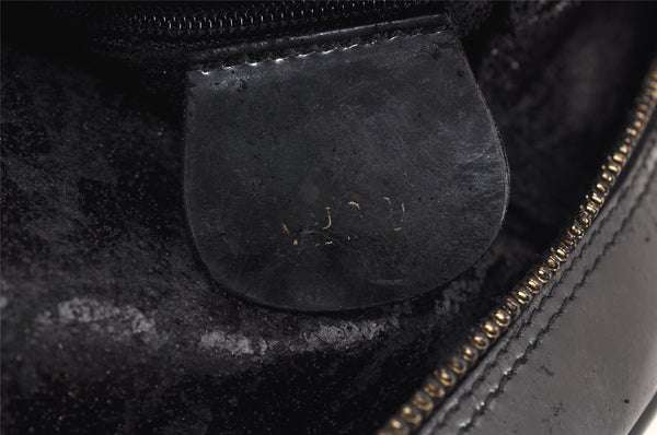 Authentic GUCCI Vintage Bamboo Shoulder Bag Purse Enamel Black Junk 4053K