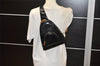 Authentic GUCCI Vintage Bamboo Shoulder Bag Purse Enamel Black Junk 4053K
