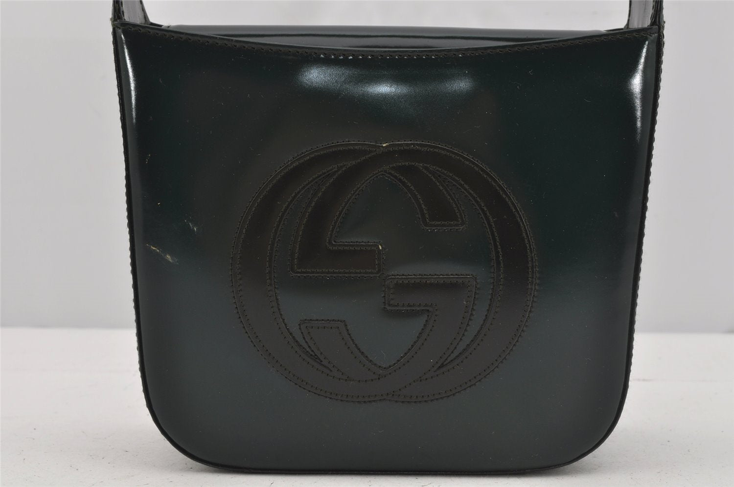 Authentic GUCCI Vintage Shoulder Hand Bag Purse Leather Green Junk 4054J