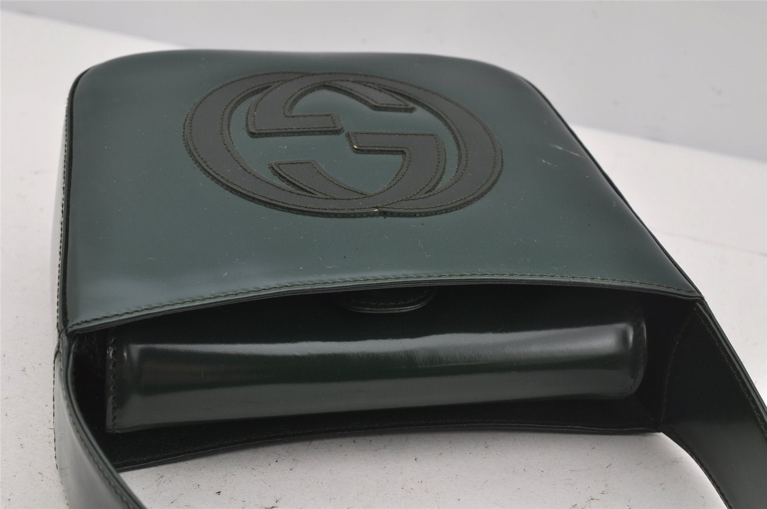 Authentic GUCCI Vintage Shoulder Hand Bag Purse Leather Green Junk 4054J