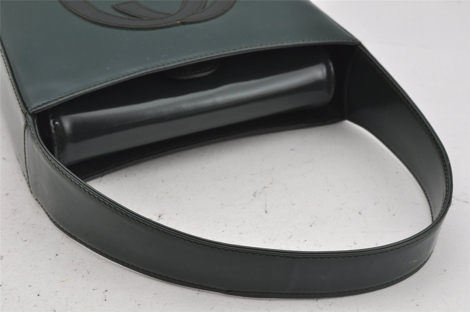 Authentic GUCCI Vintage Shoulder Hand Bag Purse Leather Green Junk 4054J