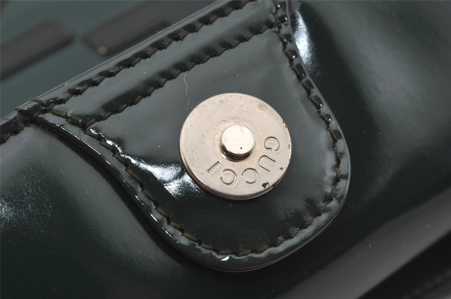 Authentic GUCCI Vintage Shoulder Hand Bag Purse Leather Green Junk 4054J