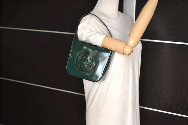 Authentic GUCCI Vintage Shoulder Hand Bag Purse Leather Green Junk 4054J