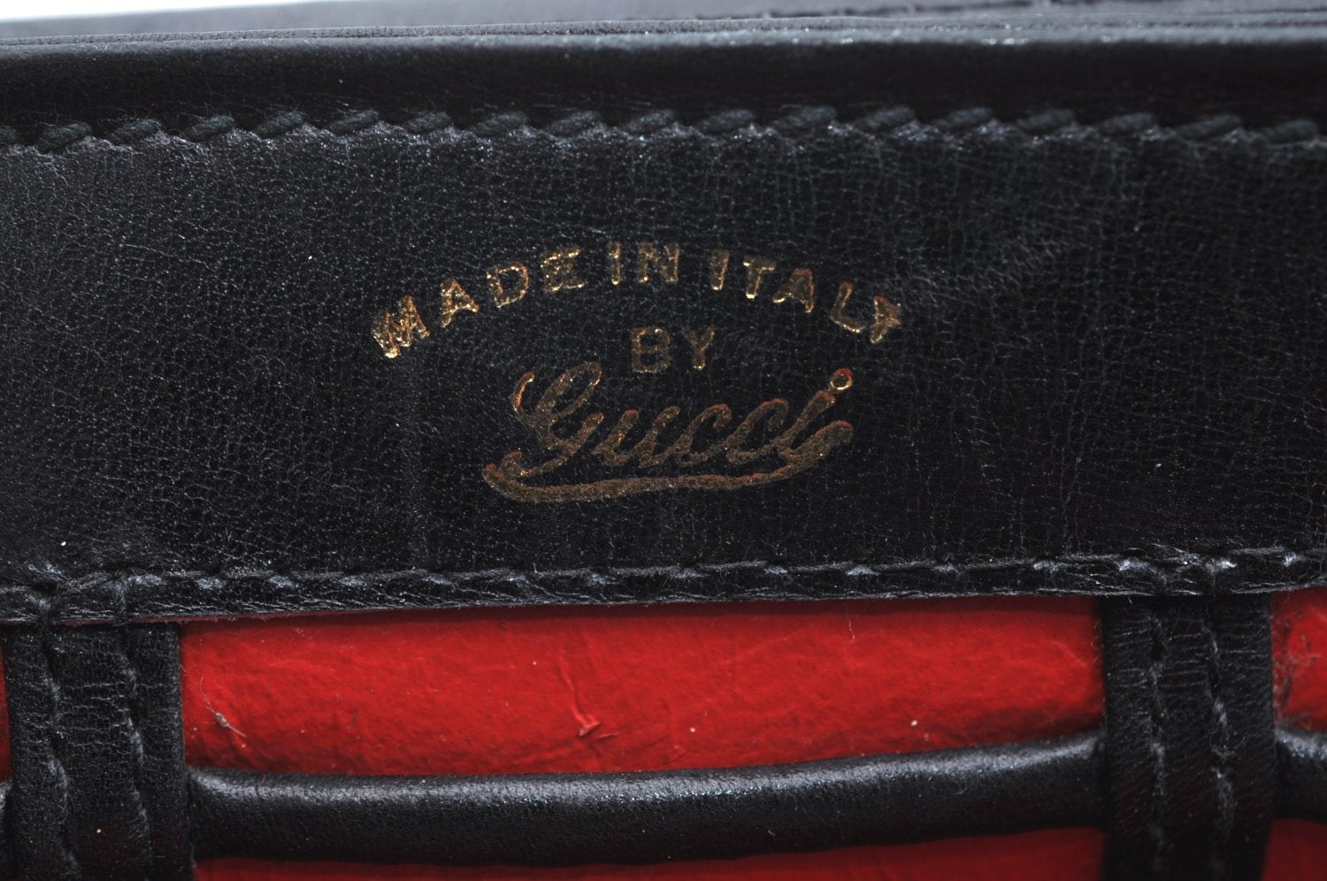 Authentic GUCCI Vintage Shoulder Hand Bag Purse Leather Black 4055G