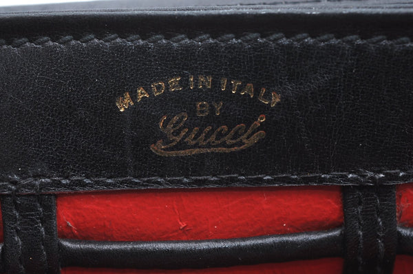 Authentic GUCCI Vintage Shoulder Hand Bag Purse Leather Black 4055G