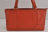 Authentic BURBERRY Vintage Leather Hand Bag Purse Orange 4055J