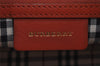 Authentic BURBERRY Vintage Leather Hand Bag Purse Orange 4055J