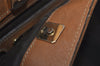 Authentic FENDI Pequin Shoulder Hand Bag Purse PVC Leather Brown Black 4056J