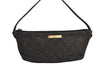 Authentic GUCCI Vintage Hand Bag Pouch Purse GG Canvas Leather 07198 Black 4057J
