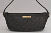 Authentic GUCCI Vintage Hand Bag Pouch Purse GG Canvas Leather 07198 Black 4057J