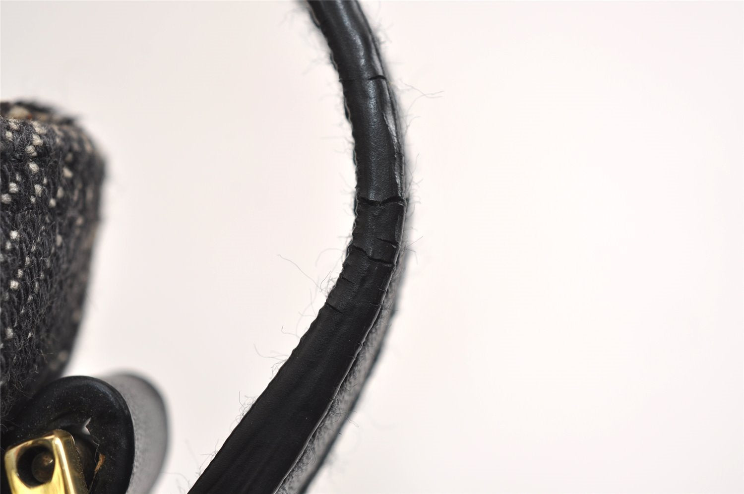 Authentic GUCCI Vintage Hand Bag Pouch Purse GG Canvas Leather 07198 Black 4057J