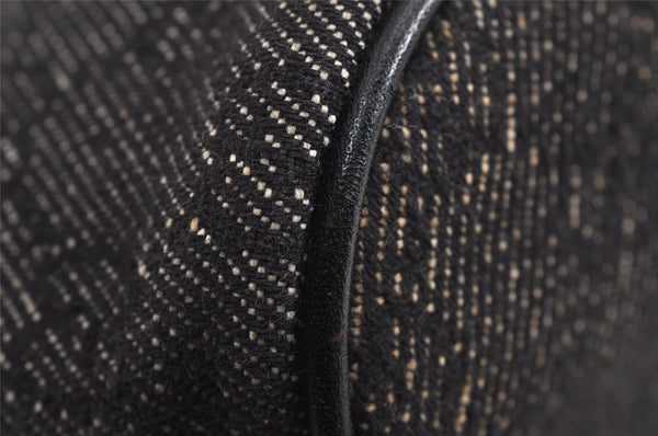 Authentic GUCCI Vintage Hand Bag Pouch Purse GG Canvas Leather 07198 Black 4057J