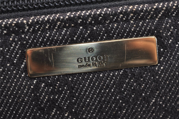 Authentic GUCCI Vintage Hand Bag Pouch Purse GG Canvas Leather 07198 Black 4057J