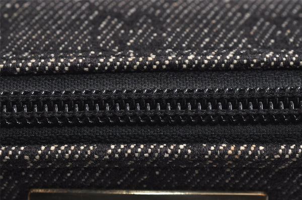 Authentic GUCCI Vintage Hand Bag Pouch Purse GG Canvas Leather 07198 Black 4057J