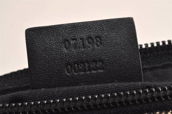 Authentic GUCCI Vintage Hand Bag Pouch Purse GG Canvas Leather 07198 Black 4057J